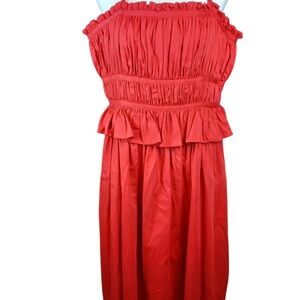 NWT ANTONIO MELANI cherry Red rouched Midi Dress size 14